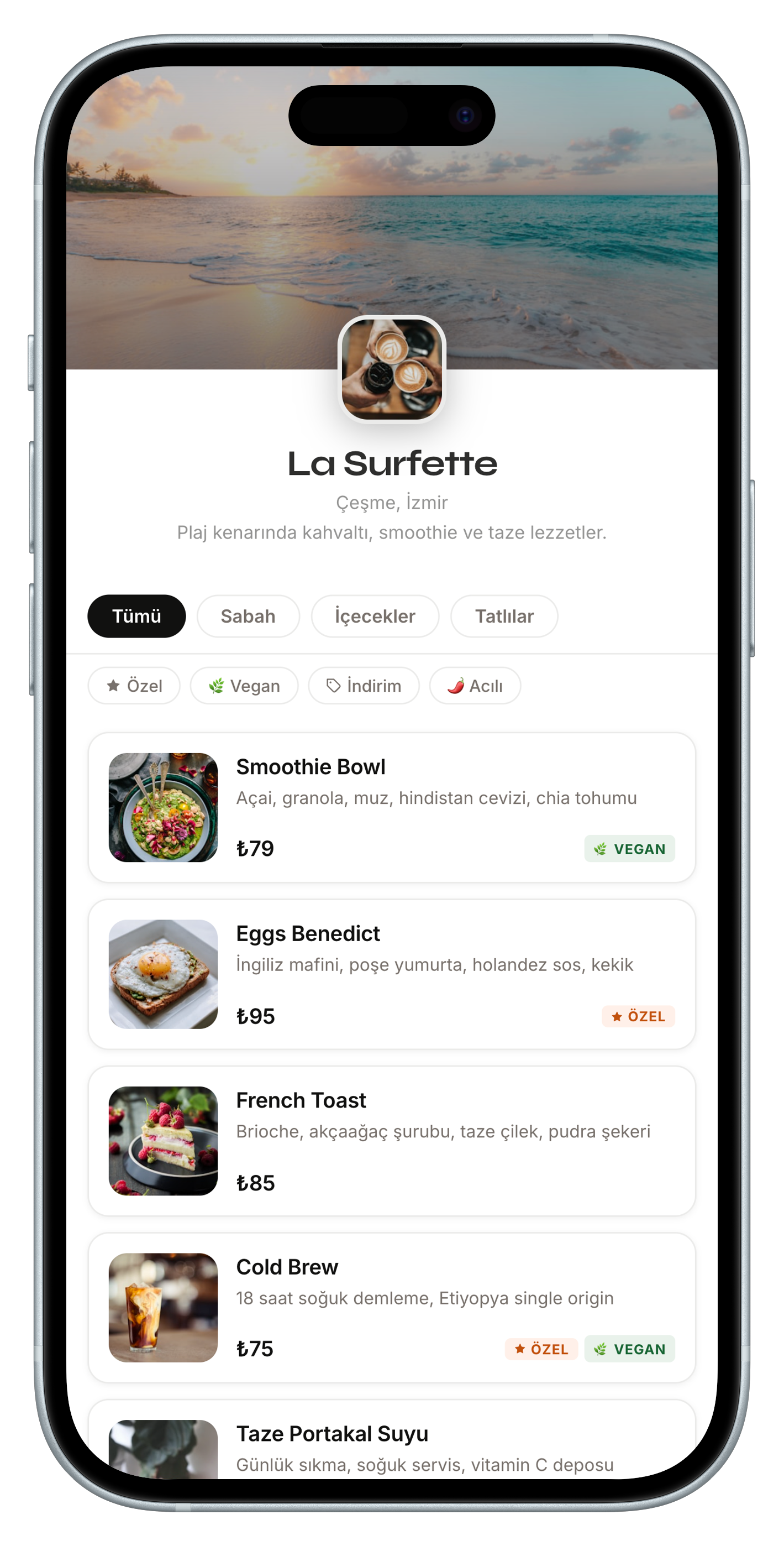 La Surfette menüsü