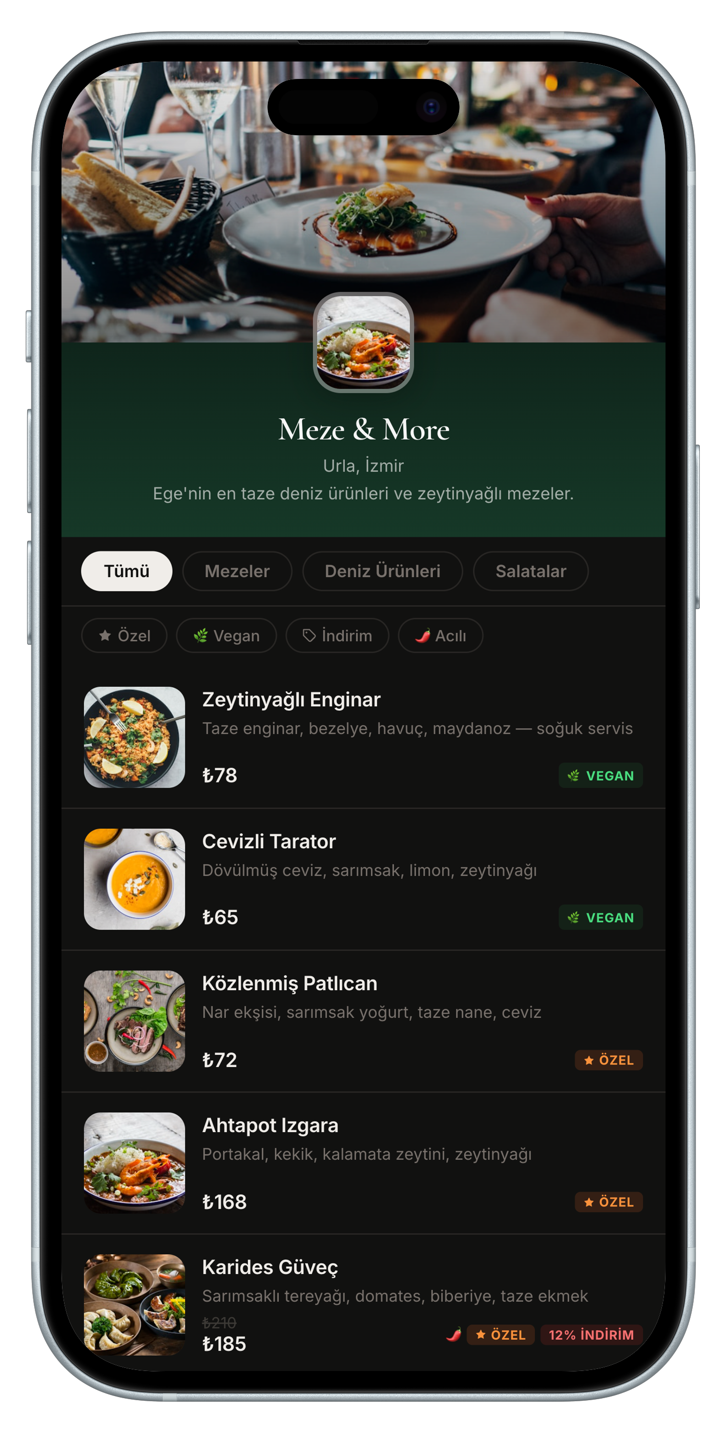 Meze & More menüsü